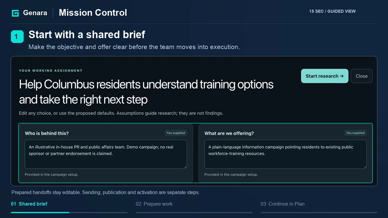 Mission Control guided product walkthrough